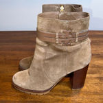 Tory Burch  Leigh Suede Lug Sole With Logo Booties River Rock Photo 0