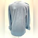 Chico's Chico’s Rolled 3/4 Sleeve D Ring Tab Slub Cotton Top in Hazy Blue Size 1/M Photo 2