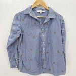 Loft  Blue White Pinstripe Dog Stripe Everyday Shirt Button Down Collar Small Photo 0