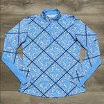 SanSoleil Solshine 1/4 Zip Mock Long Sleeve Golf Top Blue Print Size Small Photo 0