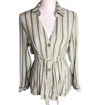 L.I.F.E Love Is For Eternity Striped Long Sleeve Waist Tie Button Down Shirt Size M Photo 10