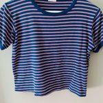 Brandy Melville  Striped Cropped Tee Shirt Blue/Red Sz OS Photo 2