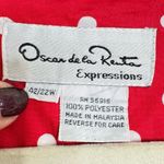 Oscar de la Renta  Expressions Red Polka Dot Red Short Sleeve Blouse Size 22 Photo 5
