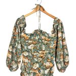 Hello Molly  Basque Country Long Sleeve Ruched Mini Dress Floral Sage Medium NWT Photo 4