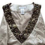 Worthington Beige Gold Sleeveless Linen Sheath Dress Embellished Women's Size 6 Photo 1