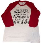 Hanes Raglan Long Sleeve T-Shirt Women’s Size Medium Red And White 60% Cotton 40% Poly Photo 1