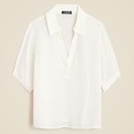 J.Crew Bungalow Popover Top In Crepe De Chine Sheer Short Sleeve XXL Ivory NWT Photo 4