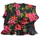 Guess Tropical Floral Print Black Ruffled Tie Front Blouse Size Small Photo 1