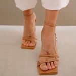 ALOHAS  Straps Chain Square Toe Leather Strappy Sandals Camel 42 /‎ 11-11.5 Photo 1