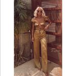 12th Tribe NWT  Midori Olive Green Satin Cutout Jumpsuit Womens Size S Photo 3