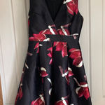 Santa Maria Black and Red Floral Midi Dress. Size L Size L Photo 0