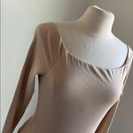Alice + Olivia Long Sleeve Bodysuit Womens Sz Large Beige Nude Essential Photo 1