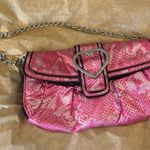 Betsey Johnson  fuchsia pink silver black patent clutch shoulder bag purse Photo 0