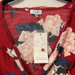 Tobi red floral long sleeve crop top small nwt #19 Photo 3