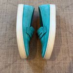 Manolo Blahnik Turquoise Suede Penny Loafers Women’s 39.5 Slip On Italy Photo 3