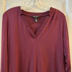 White House | Black Market  Womens Burgundy V Neck Asymmetrical Tunic Top Size S Photo 5