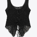 ZARA  sheer ruched tie top Photo 0
