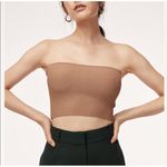 Babaton Aritzia Ribbed Sculpt Knit Essamba Tube Top Honey Beige Womens Size M Photo 0