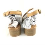 City Classified Womens Sandals Strappy Faux Leather Block Heel Beige Size 10 Tan Photo 2