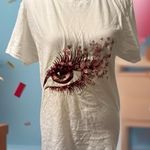 Handmade Artistic Eye Graphic Women's‎ Tee - White Photo 0