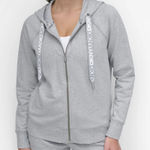 DKNY  Sport Two Tone Logo Zip Front Hoodie Grey Medium NWT IN PACKAGE Photo 0