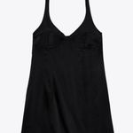 ZARA  black satin effect bustier halter mini dress Photo 0