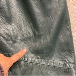 Vtg Laura Winston Women Double Breasted Green Genuine Leather Trench Coat Large Photo 11