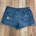 Aerie  Distressed Denim Shorts Womens Size M Medium Elastic Waist Cutoff Raw Hem Photo 5