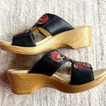 Alegria NIB NEW  by PG Lite Linn Black Needles and Pins Embroidered Wedge Sandals Photo 0