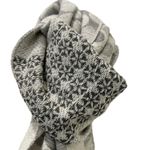 Talbots  Scarf Metallic Gray Silver Snowflakes Wool Blend 70" x 20" Photo 2