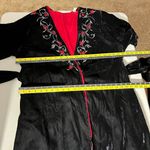 Victoria's Secret Collection Robe Medium Black Velvet Embroidered Floral Satin M Photo 5