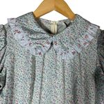 Batsheva Long Ruffle Prairie Ditsy Floral Maxi Dress Size 0 XS Blue Purple Photo 5