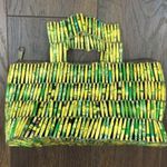Vintage Yellow Handmade Magazine Pages Hand Bag Green Photo 3