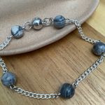 New Handcrafted Tin Cup Black Flash Agate Necklace and Bracelet Jewelry Set Silver Photo 7