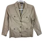 Lands' End 100% Cotton Tan Button Up Collared Lightweight Jacket Size L Size L Photo 0