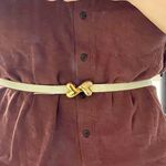 Vintage Cream skinny Belt with Gold Hearts Hook Closure Photo 0
