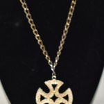 Maltese Cross Honor, Protection, Courage Gold Tone Link Chain Pendant Necklace Photo 0