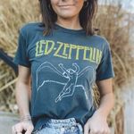 Free People  Black Yellow White Led Zeppelin Fall of Icarus Oversized T-Shirt Photo 82