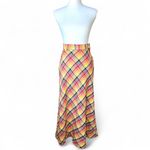 Tattoo of California vintage 70’s plaid maxi skirt fall retro high waisted Orange Photo 1