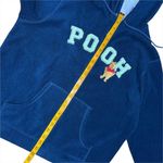 Disney Vintage Winnie The Pooh Jacket L Zip Up Embroidered Fleece Blue Zip Hood Photo 8
