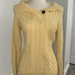 Croft & Barrow Pastel Yellow Cable Knit Sweater with Button Photo 0