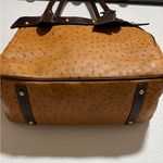 Dooney & Bourke Ostrich Exotic Leather Tan and Brown Satchel Top Handle Purse Photo 2