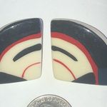Vintage Black Off White Red Funky Retro Boho Pierced Earrings Photo 3