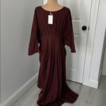 SeamsFriendly Cotton Flax Ankle Length Pleated Flared Dress Brown Size undefined Photo 6