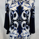 Alfani  black white and royal blue print silver studded rhinestone top size XS Photo 0
