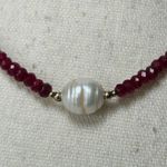 Ruby Baroque Pearl Beaded Necklace Gemstone Jewelry Elegant Statement Red Photo 2