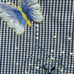 Las Olas  women’s butterfly embroidered large blue long sleeve button up shirt Photo 5