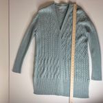 Chico's  Womens Cable Stitch Cardigan‎ Sz 1 (US M) Blue Open Front Comfort Office Photo 8