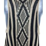 Full Tilt Black And Tan Striped Fringe Waterfall Knit Sweater Open Vest S Photo 3