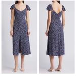 Reformation New! Baxley Midi Dress Dark Blue Photo 1